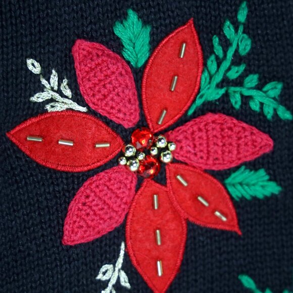 Vintage Christmas Knit Beaded Vest - Bobbie Brooks - Womens XL - Picture 2 of 4